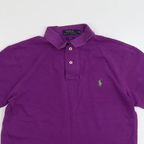 Polo Ralph Lauren Mens Purple Cotton Polo Size M Collared Button