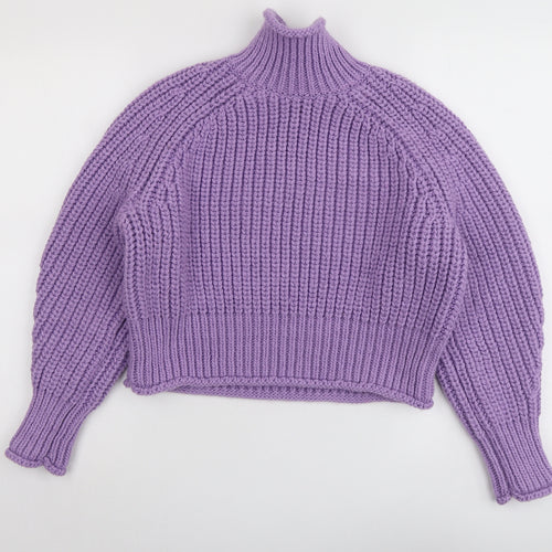 H&M Womens Purple High Neck Polyester Pullover Jumper Size M