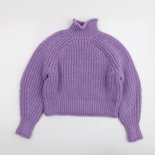 H&M Womens Purple High Neck Polyester Pullover Jumper Size M