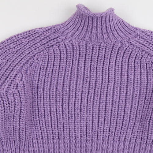 H&M Womens Purple High Neck Polyester Pullover Jumper Size M