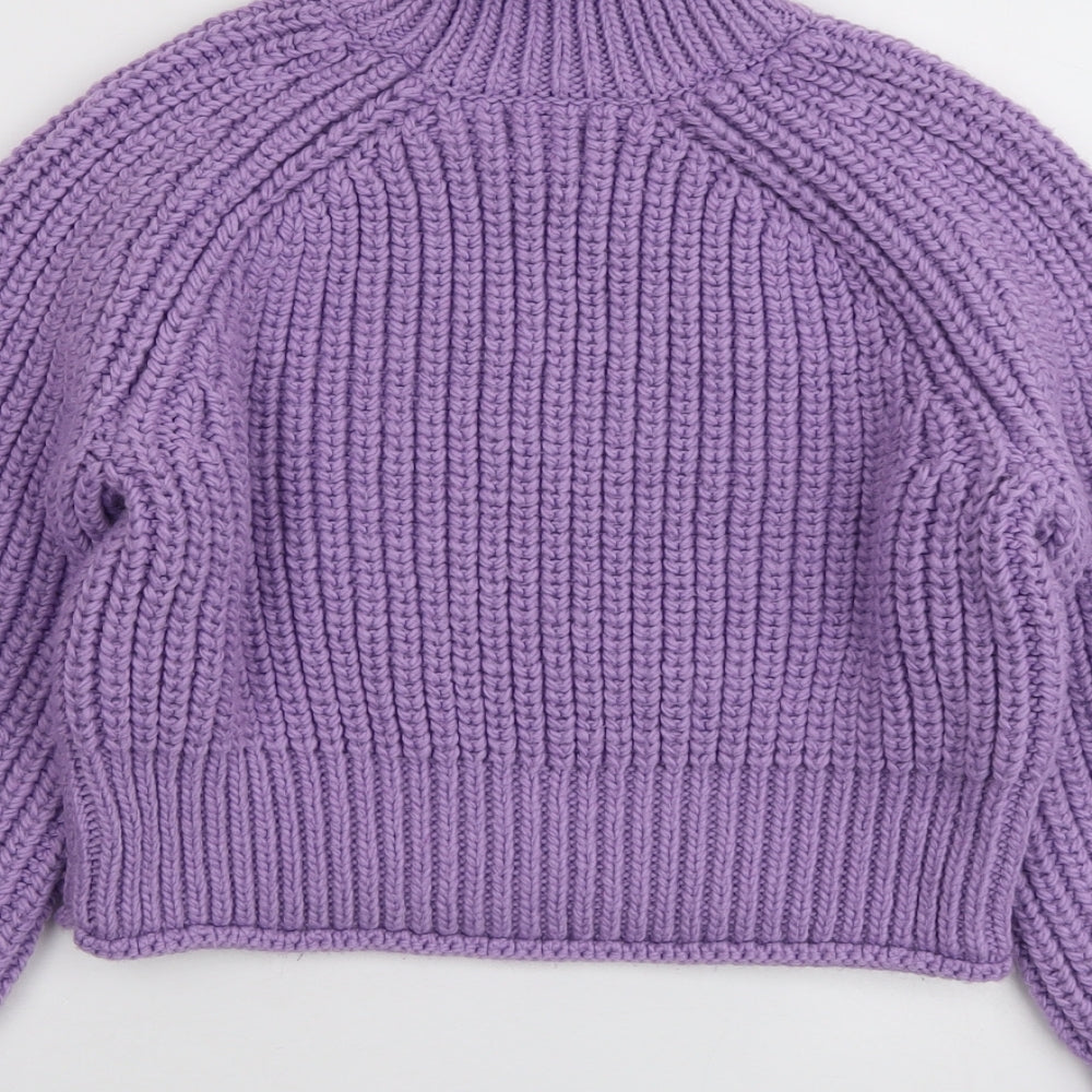 H&M Womens Purple High Neck Polyester Pullover Jumper Size M