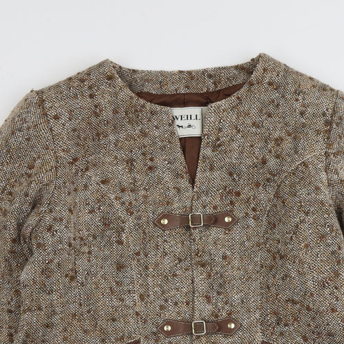 WEILL Womens Beige Geometric Jacket Size 14 Button