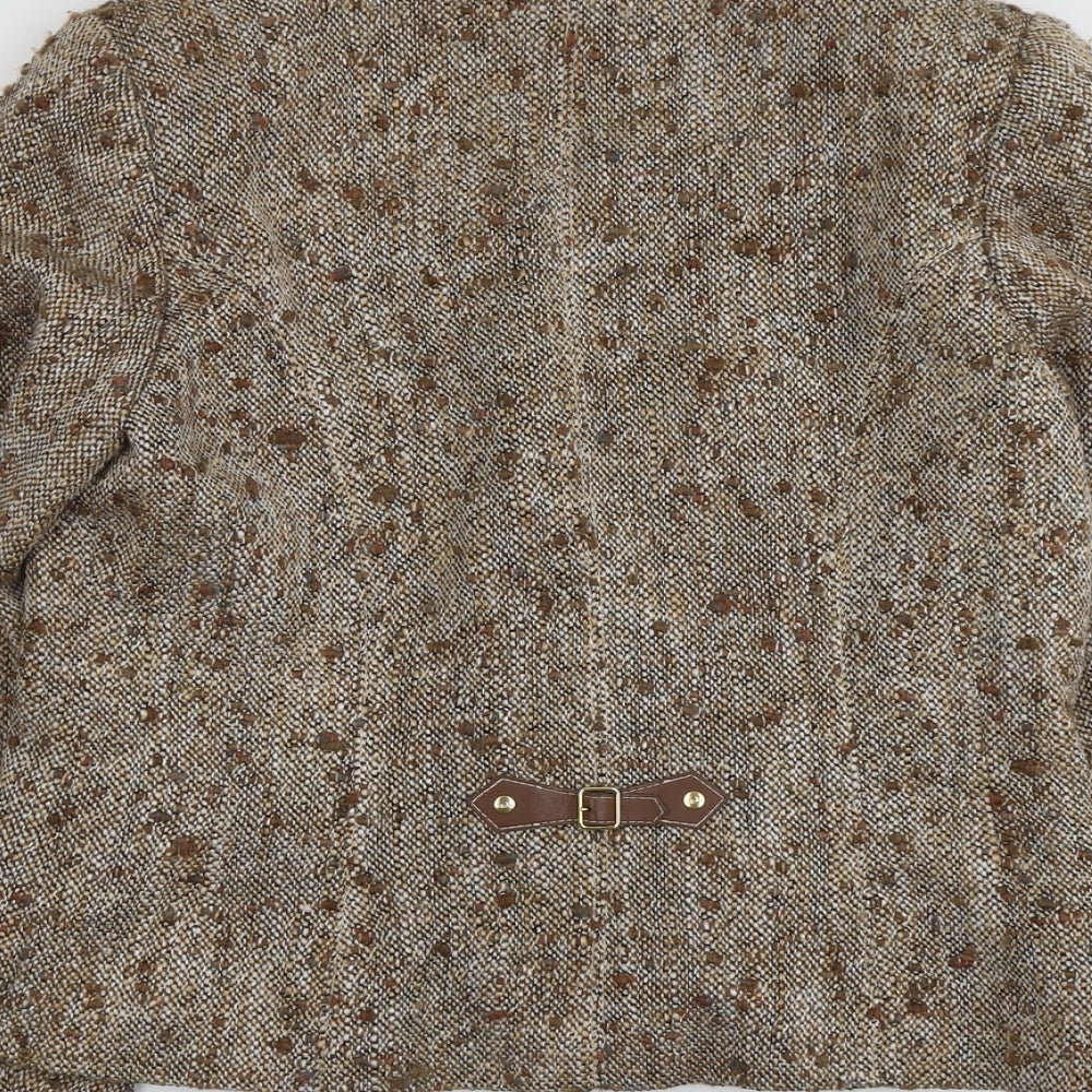 WEILL Womens Beige Geometric Jacket Size 14 Button