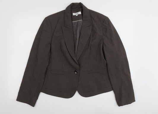 NEXT Womens Brown Striped Polyester Jacket Blazer Size 16