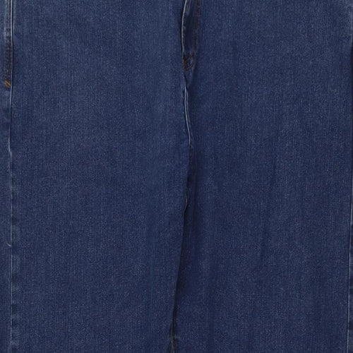 Marks and Spencer Mens Blue Cotton Straight Jeans Size 38 in L29 in Regular Button