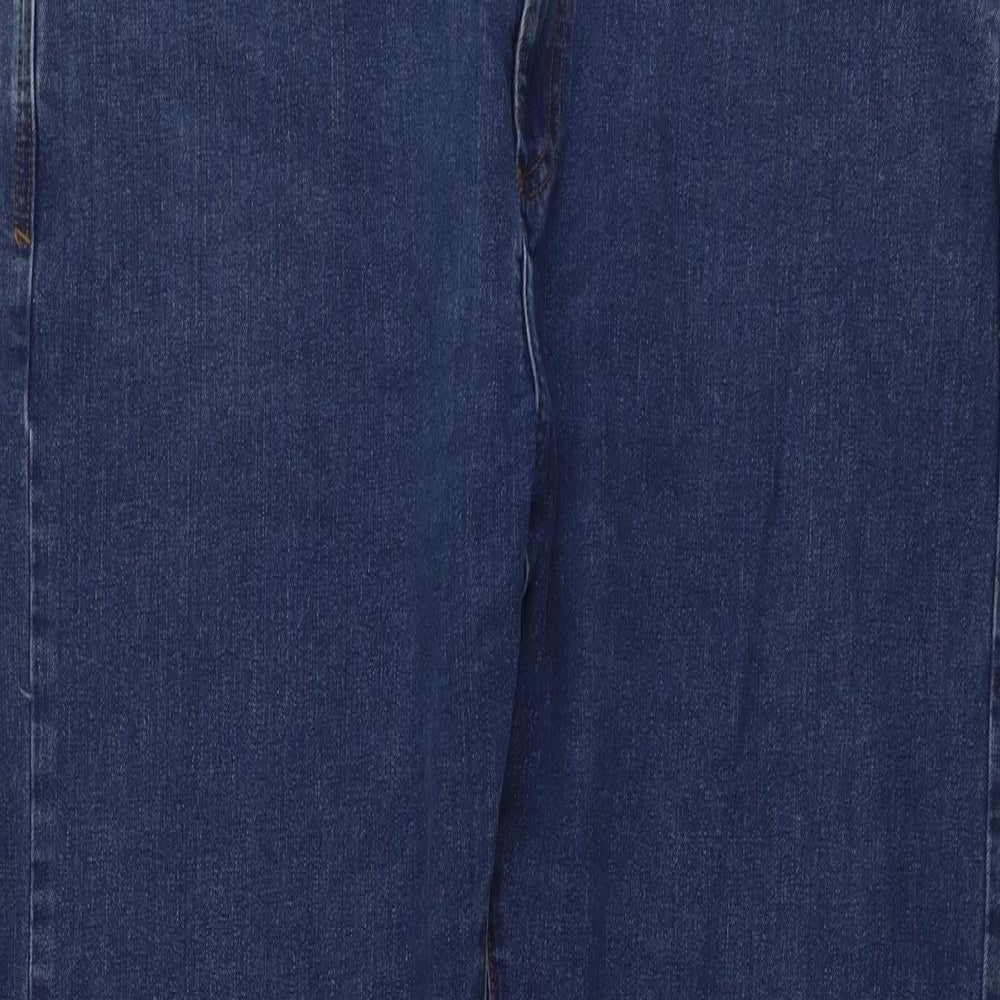 Marks and Spencer Mens Blue Cotton Straight Jeans Size 38 in L29 in Regular Button