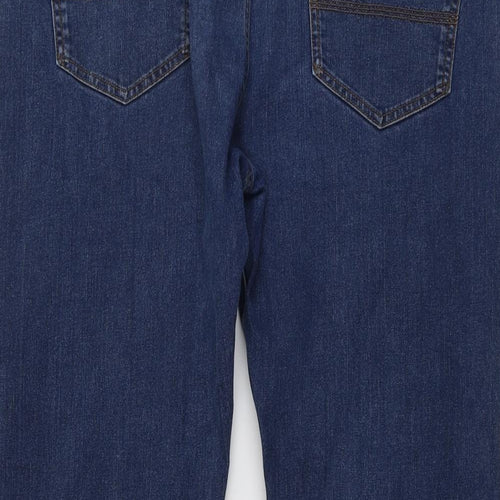 Marks and Spencer Mens Blue Cotton Straight Jeans Size 38 in L29 in Regular Button