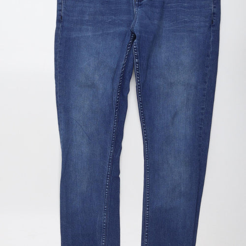 Brave Soul Mens Blue Cotton Skinny Jeans Size 32 in L30 in Regular Button