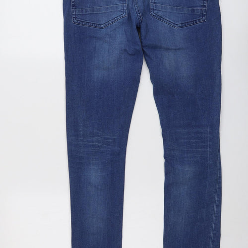 Brave Soul Mens Blue Cotton Skinny Jeans Size 32 in L30 in Regular Button