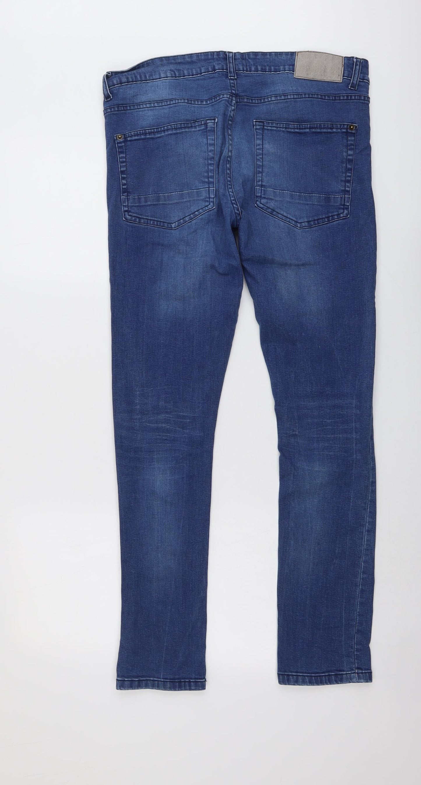 Brave Soul Mens Blue Cotton Skinny Jeans Size 32 in L30 in Regular Button