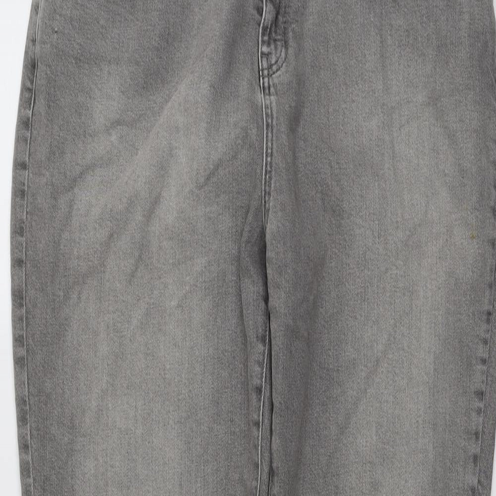 Sosandar Womens Grey Cotton Mom Jeans Size 14 L28 in Regular Button