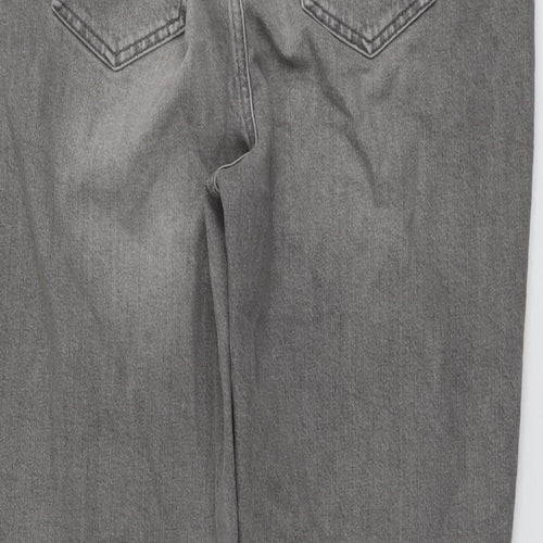 Sosandar Womens Grey Cotton Mom Jeans Size 14 L28 in Regular Button