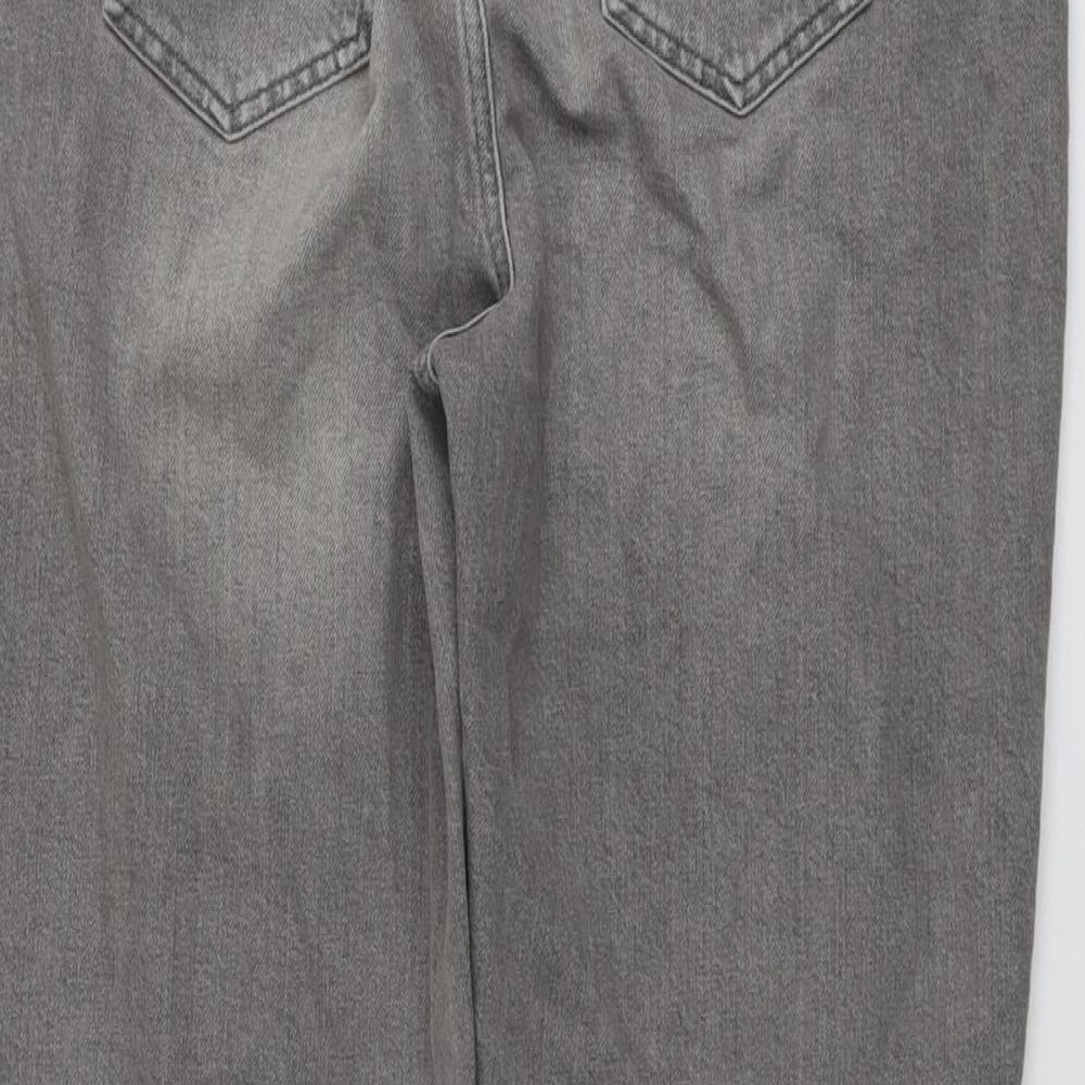 Sosandar Womens Grey Cotton Mom Jeans Size 14 L28 in Regular Button