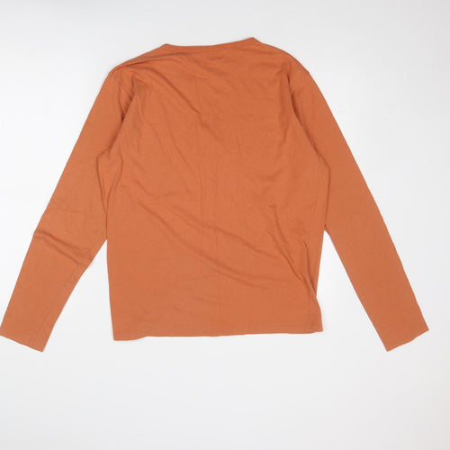 Lois Mens Orange Polyester T-Shirt Size L Round Neck