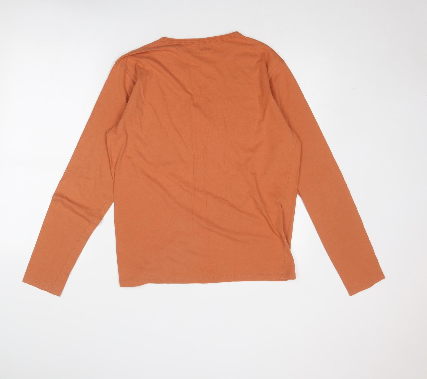 Lois Mens Orange Polyester T-Shirt Size L Round Neck