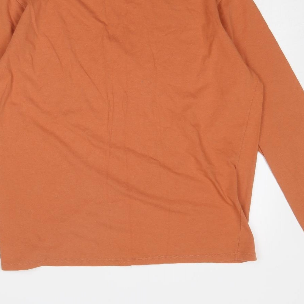 Lois Mens Orange Polyester T-Shirt Size L Round Neck