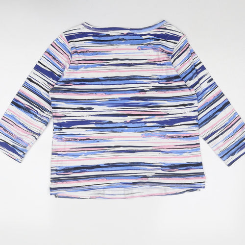 Arista Womens Blue Geometric Cotton Basic Blouse Size 10 Round Neck - Size 10-12