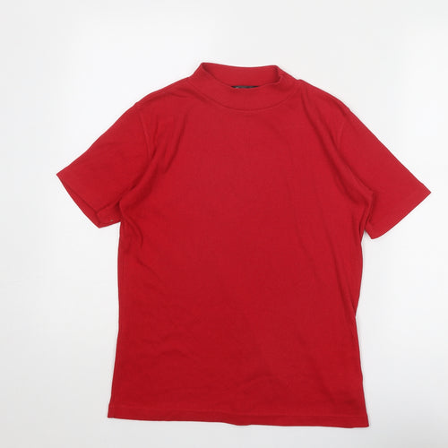 Ame Womens Red Polyester Basic T-Shirt Size S Mock Neck - Size S-M