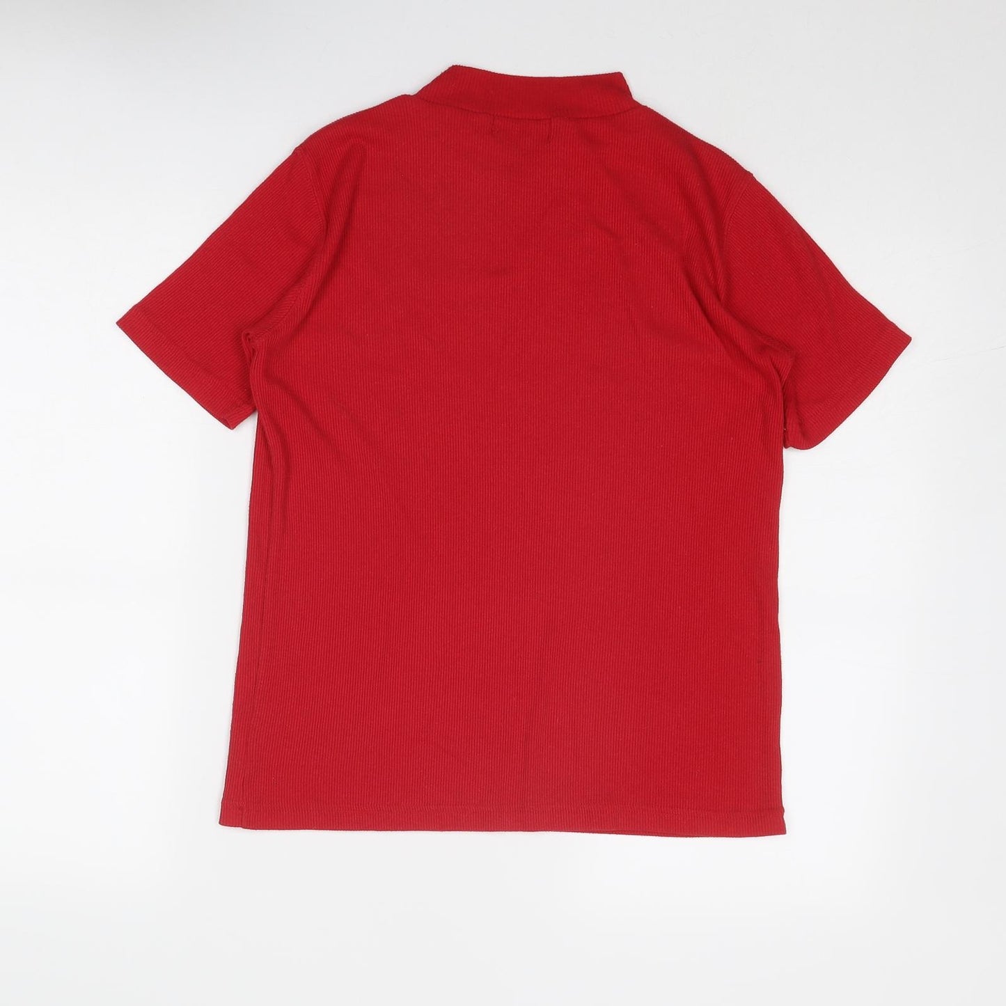 Ame Womens Red Polyester Basic T-Shirt Size S Mock Neck - Size S-M