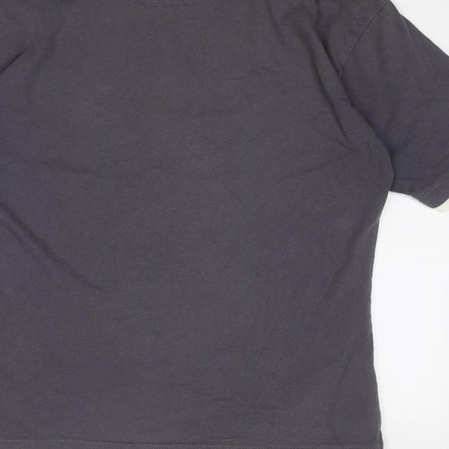 Refined Mens Grey Cotton Polo Size M Collared Button