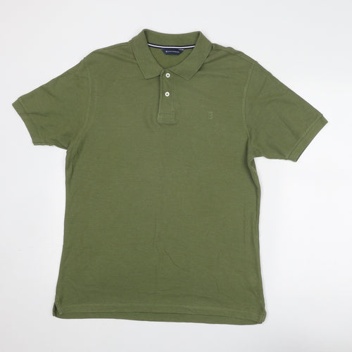 Blue Harbour Mens Green Cotton Polo Size M Collared Button