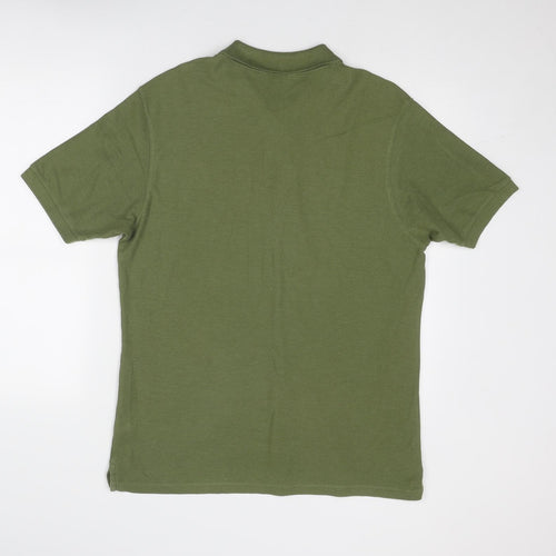Blue Harbour Mens Green Cotton Polo Size M Collared Button