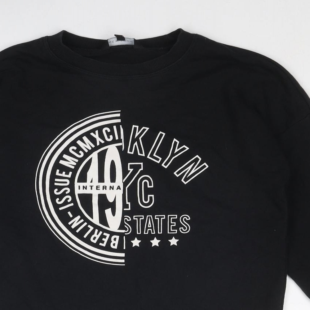 New Look Womens Black Cotton Pullover Sweatshirt Size 8 Pullover