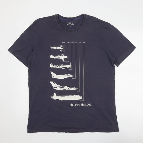 Help For Heroes Mens Grey Cotton T-Shirt Size XL Round Neck