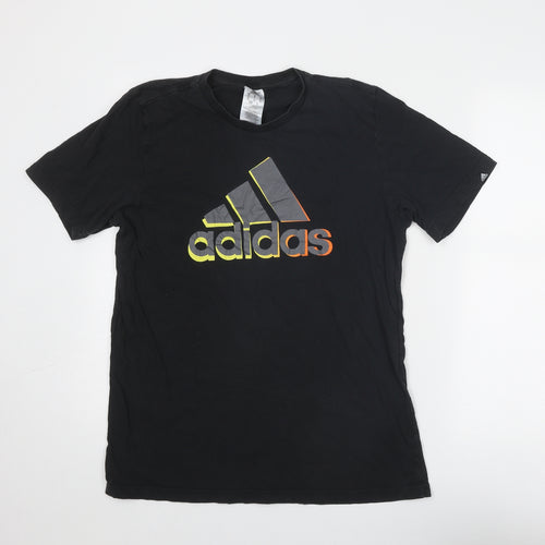 adidas Mens Black Cotton T-Shirt Size M Round Neck