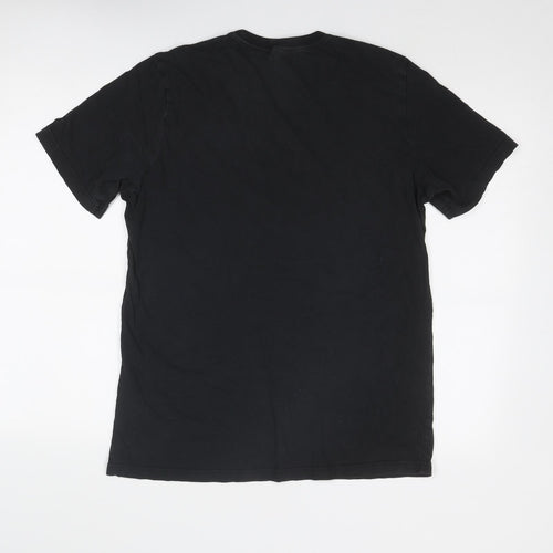 adidas Mens Black Cotton T-Shirt Size M Round Neck
