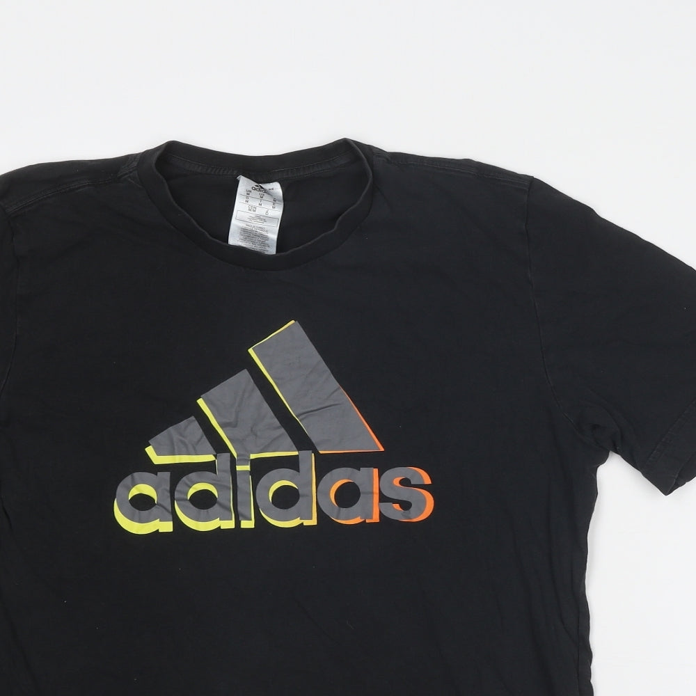 adidas Mens Black Cotton T-Shirt Size M Round Neck