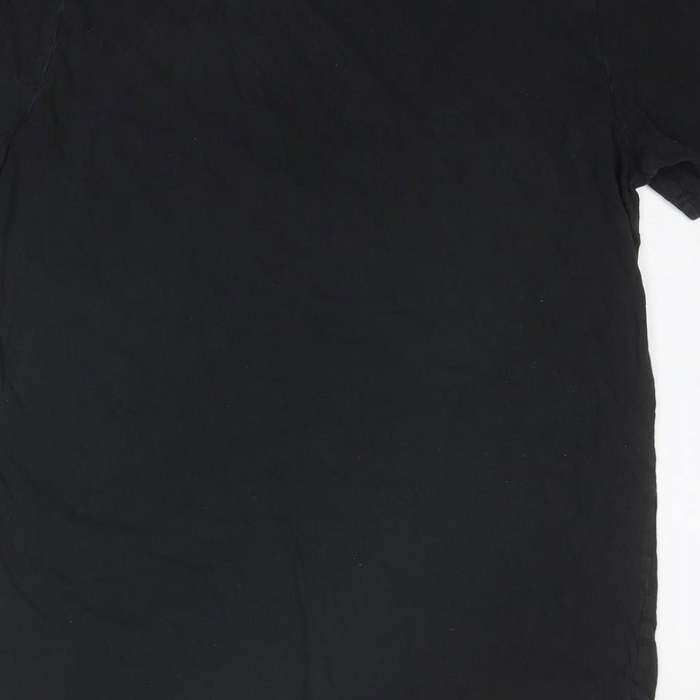 adidas Mens Black Cotton T-Shirt Size M Round Neck