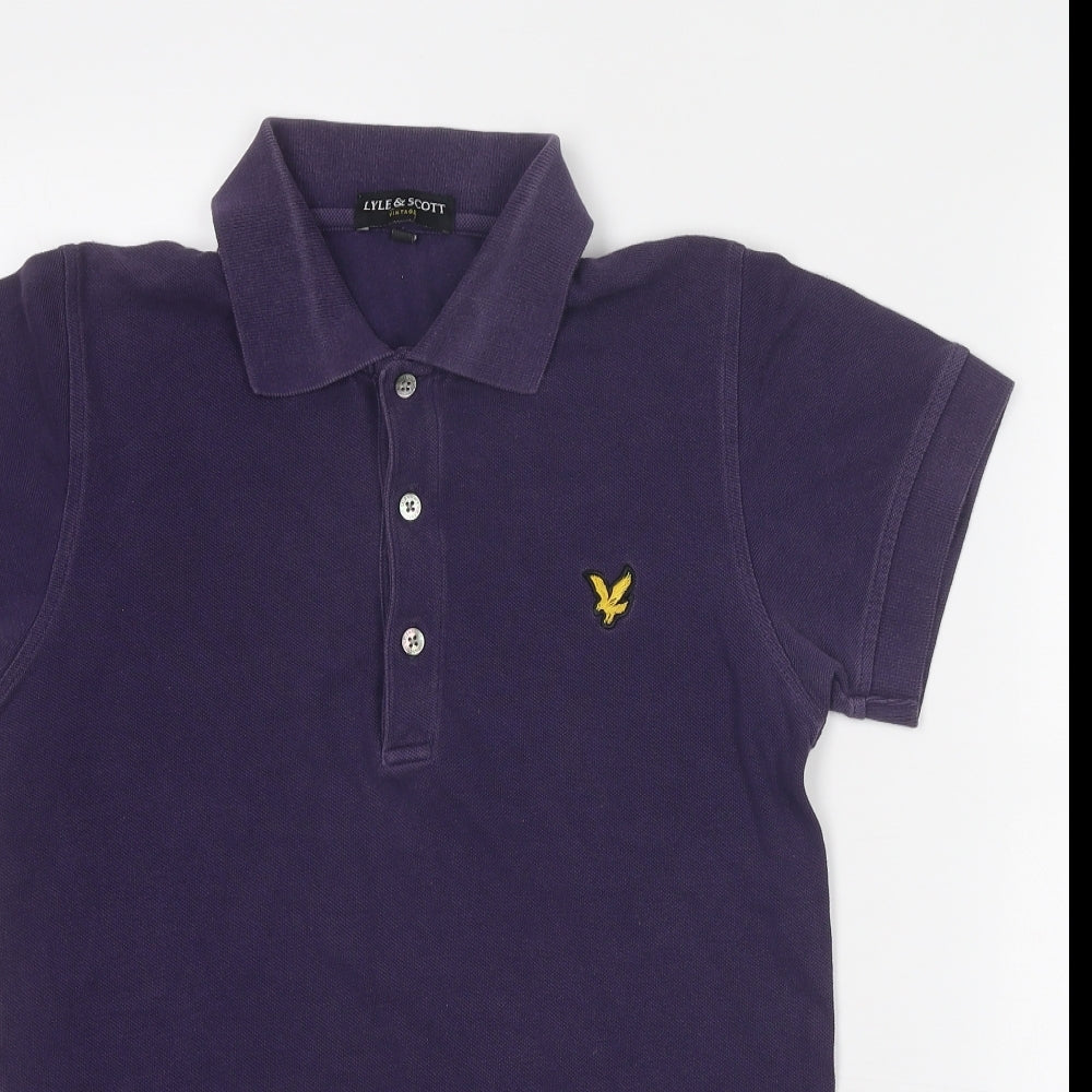 Lyle & Scott Mens Purple Cotton Polo Size S Collared Button