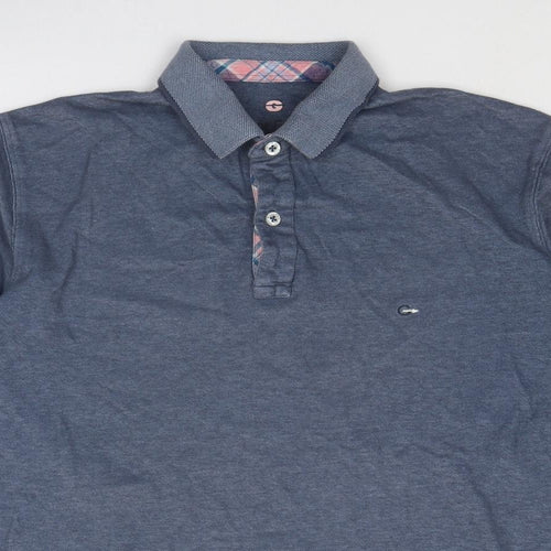 Peter Gribby Mens Blue Cotton Polo Size M Collared Button