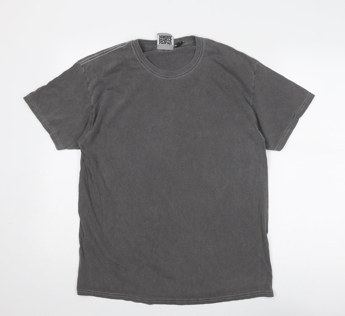 Reclaimed Vintage Mens Grey Polyester T-Shirt Size M Round Neck