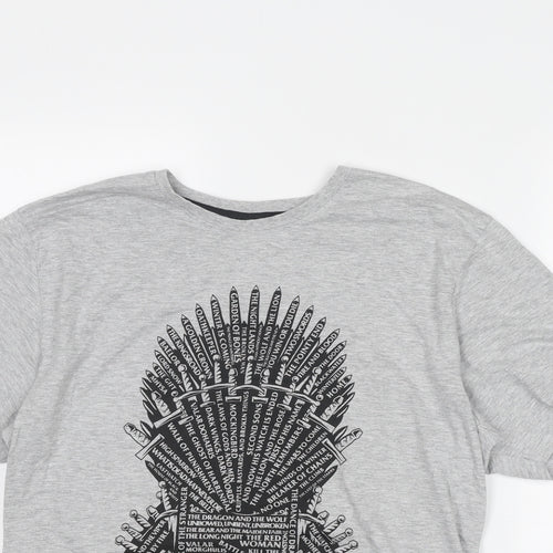Game Of Thrones Mens Grey Cotton T-Shirt Size M Round Neck