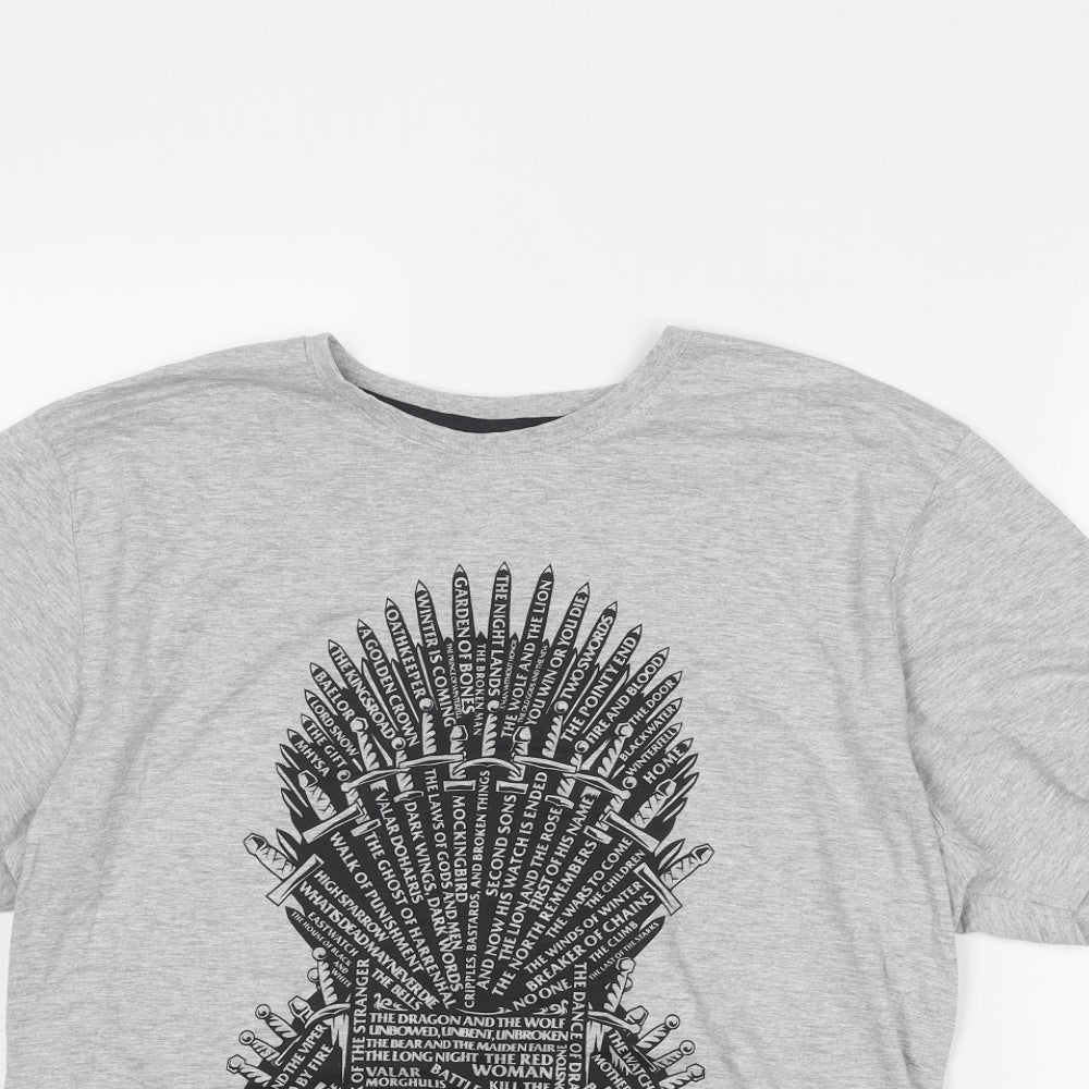 Game Of Thrones Mens Grey Cotton T-Shirt Size M Round Neck