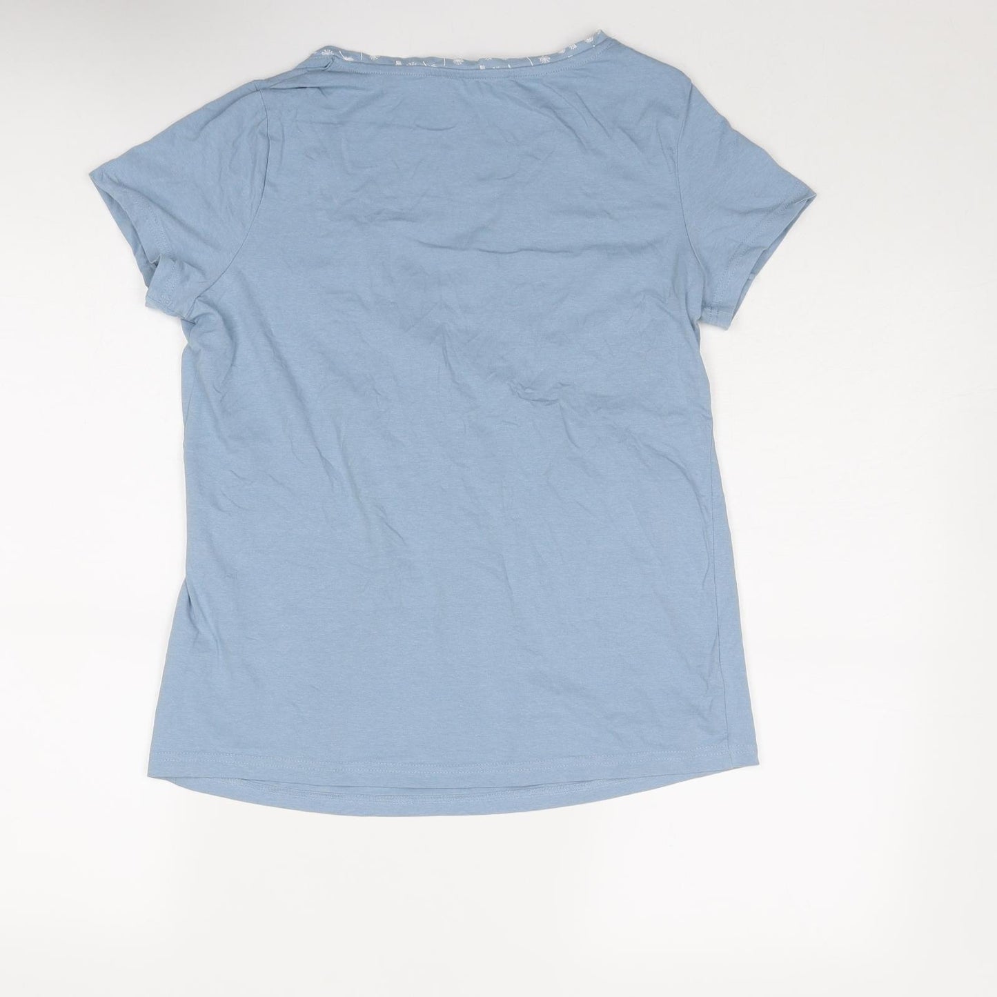 Avenue Womens Blue Cotton Basic T-Shirt Size 8 V-Neck - Size 8-10