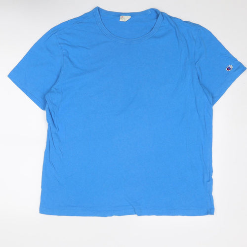 Champion Mens Blue Cotton T-Shirt Size XL Round Neck