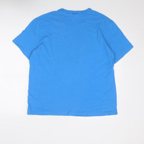 Champion Mens Blue Cotton T-Shirt Size XL Round Neck