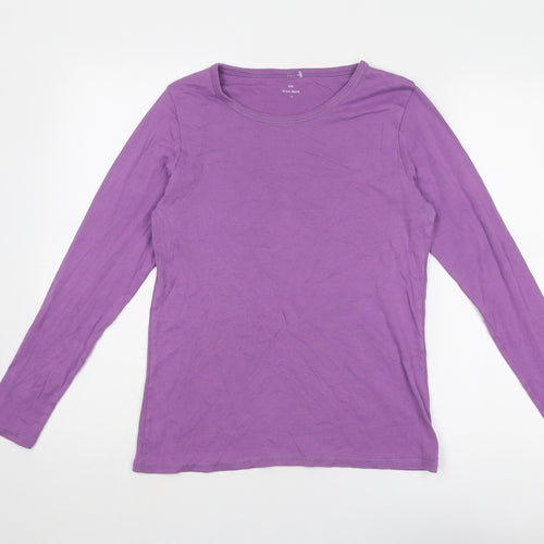 Marks and Spencer Womens Purple Cotton Basic T-Shirt Size 14 Round Neck