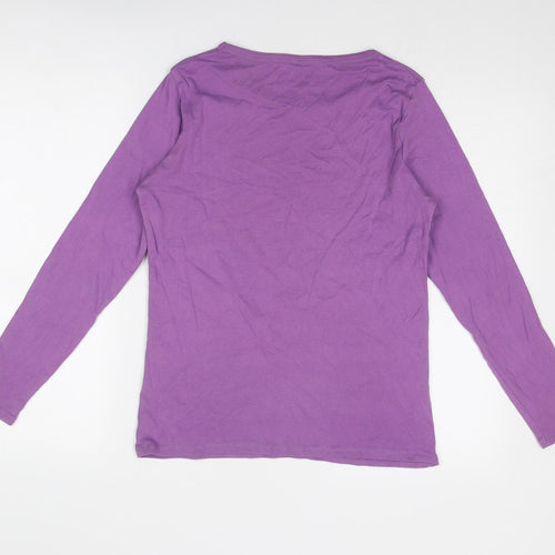 Marks and Spencer Womens Purple Cotton Basic T-Shirt Size 14 Round Neck