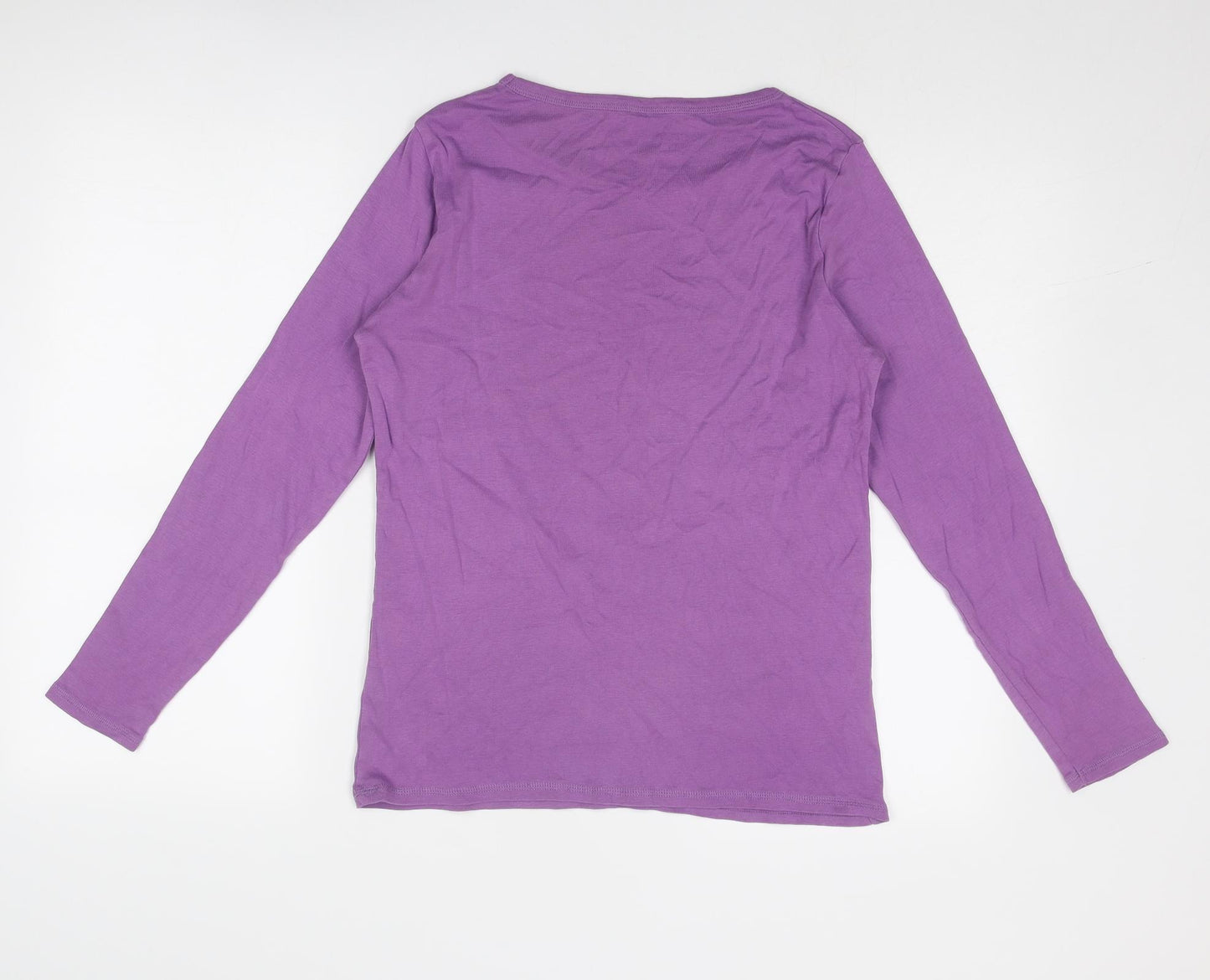 Marks and Spencer Womens Purple Cotton Basic T-Shirt Size 14 Round Neck