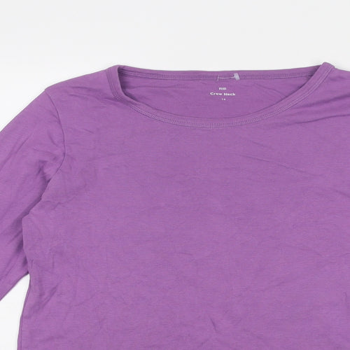 Marks and Spencer Womens Purple Cotton Basic T-Shirt Size 14 Round Neck