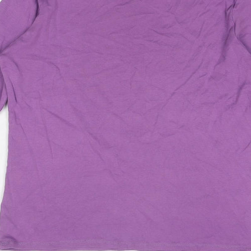 Marks and Spencer Womens Purple Cotton Basic T-Shirt Size 14 Round Neck