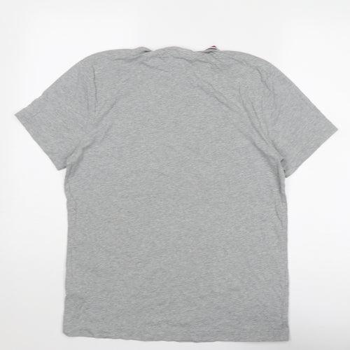 Tommy Hilfiger Mens Grey Cotton T-Shirt Size L Round Neck