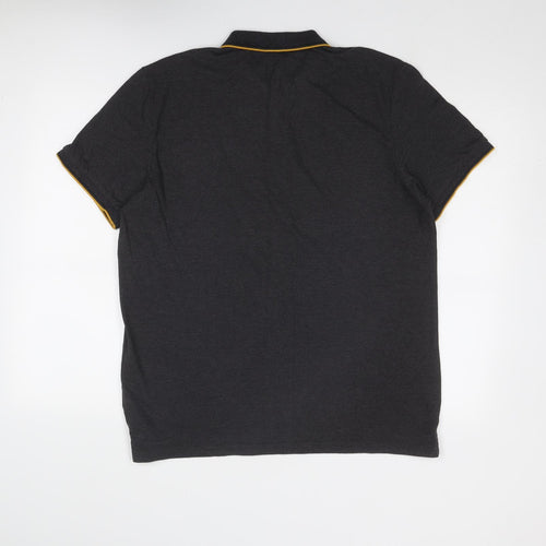 NEXT Mens Grey Cotton Polo Size L Collared Button