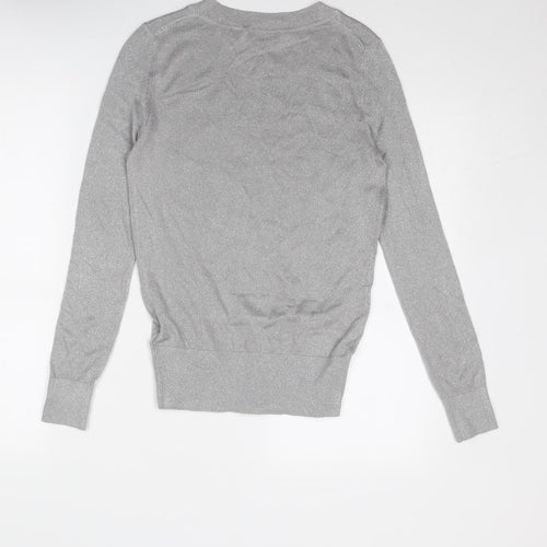 Ted Baker Womens Silver Round Neck Viscose Pullover Jumper Size 6