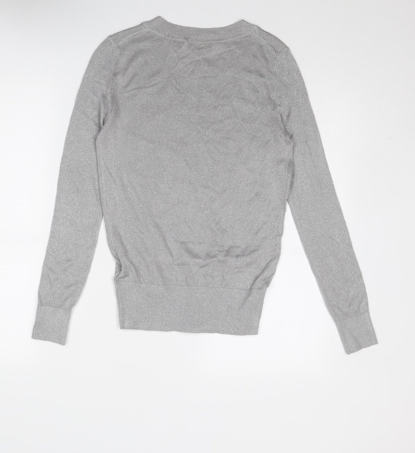 Ted Baker Womens Silver Round Neck Viscose Pullover Jumper Size 6