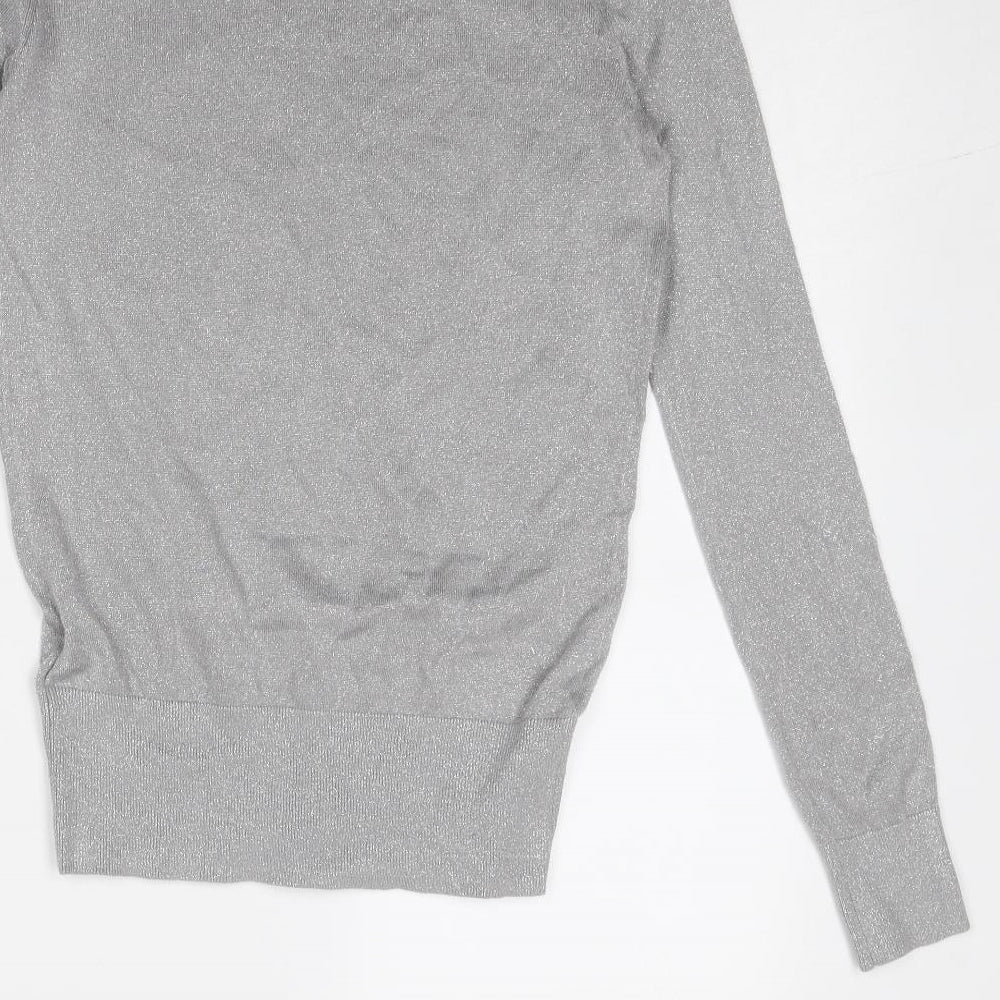 Ted Baker Womens Silver Round Neck Viscose Pullover Jumper Size 6